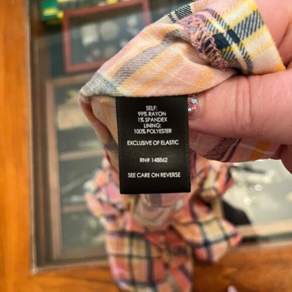 Torrid Size 0 Peach Yellow Checkered Fit & Flare Buttons Adorable - Picture 3 of 13